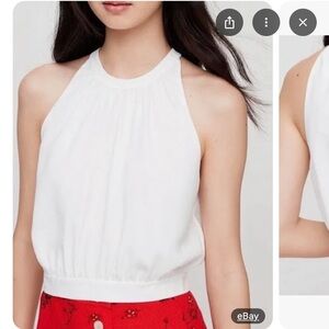 Aritzia Wilfred Patrice White Cropped Halter Blouse